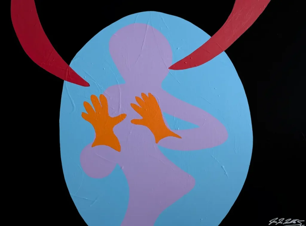 Stop, acrylic on canvas, 30 x 40 inches, 2025