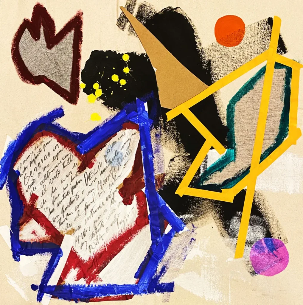 [SERIE VARIA 15, año 2020] Lienzo, cartulina, papel, acrílico y gesso sobre lienzo.  72x74