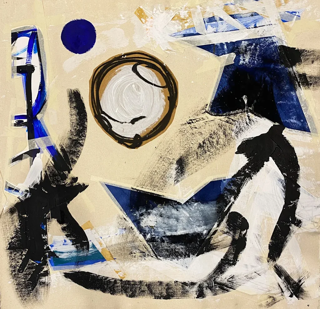 [SERIE VARIA 27, año 2021] Lienzo, cartulina, papel, acrílico y gesso sobre lienzo. Medidas 90 x 85